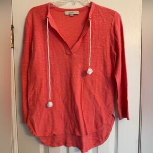 Loft Coral Long Sleeve Top with Tassels